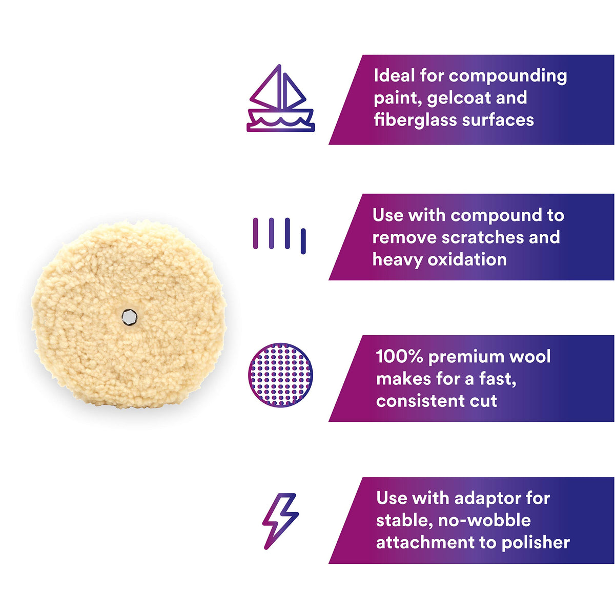 Perfect-It pad mounted on rotary buffer demonstrating controlled scratch removal