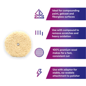 Perfect-It pad mounted on rotary buffer demonstrating controlled scratch removal