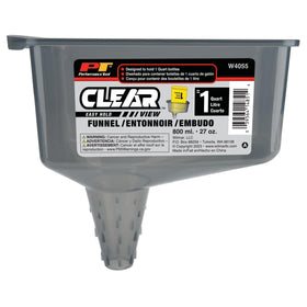 Performance Tool funnel holding a quart bottle in place enabling hands-free drain
