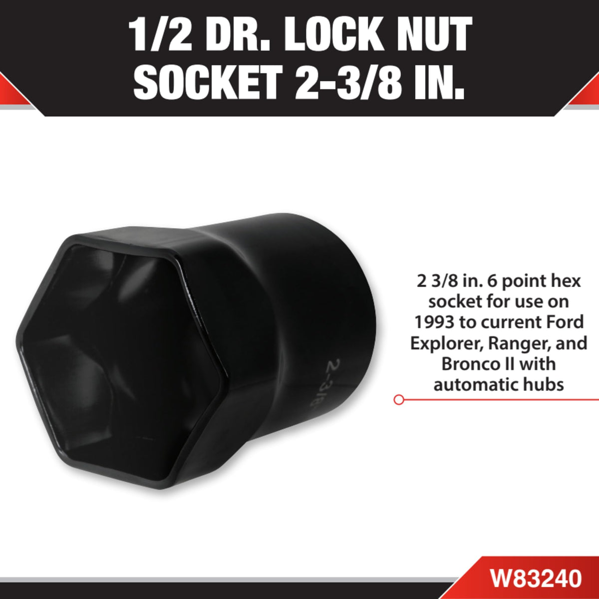 Performance Tool W83240 close-up of 6-point hex interior for secure nut grip
