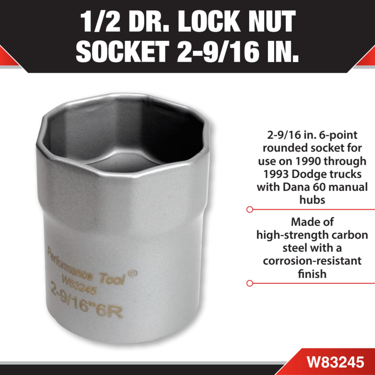 Performance Tool W83245 close-up of 6-point geometry protecting nuts from rounding