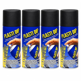 Performix Plasti Dip front packaging showing four 11oz black aerosol cans for protection
