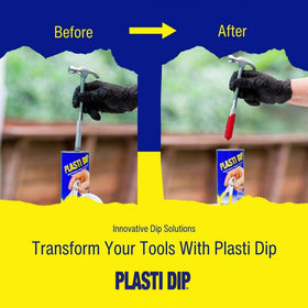 Performix Plasti Dip red peeled sheet beside a part showing easy removal benefit