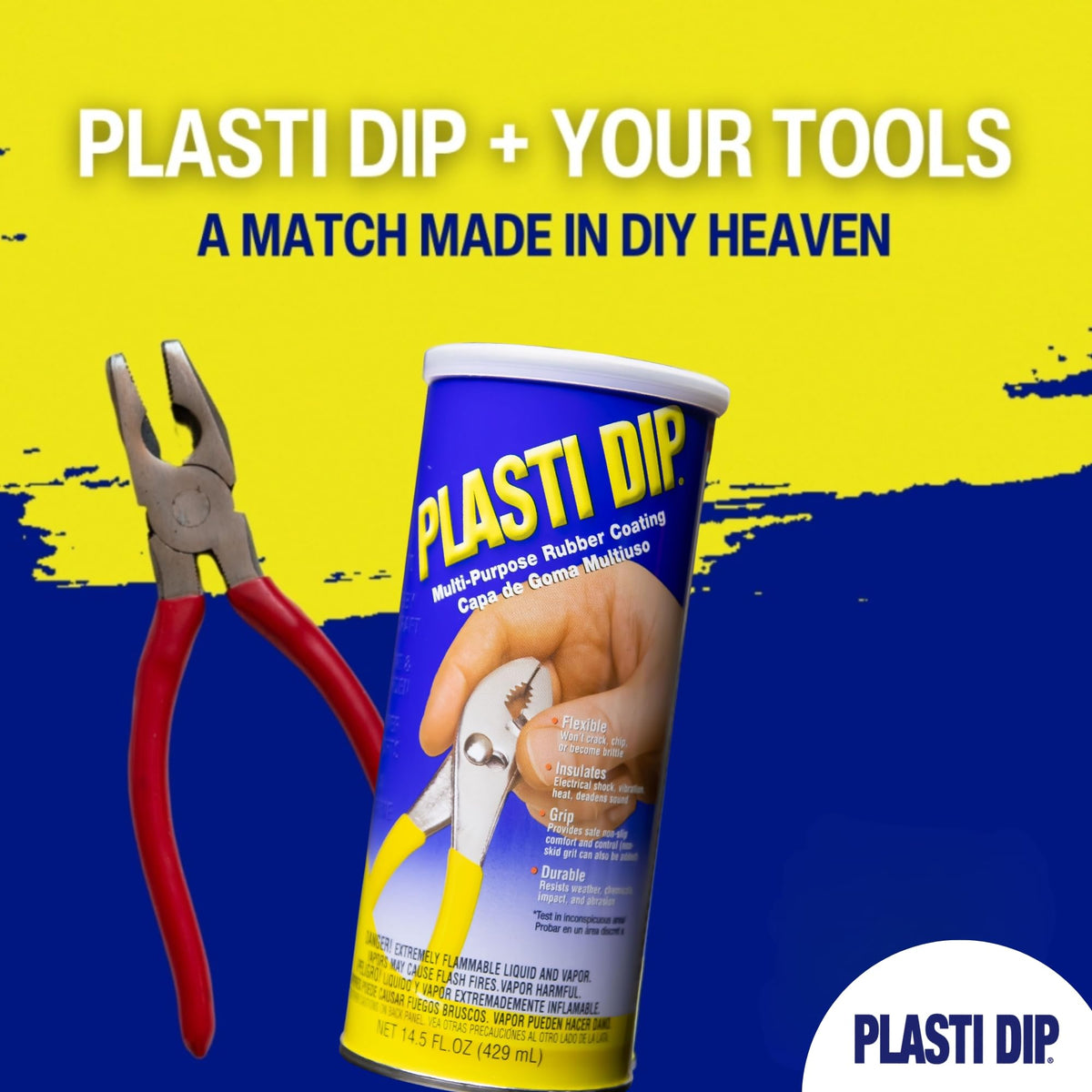 Performix Plasti Dip red on a workbench with tools showing project versatility benefit