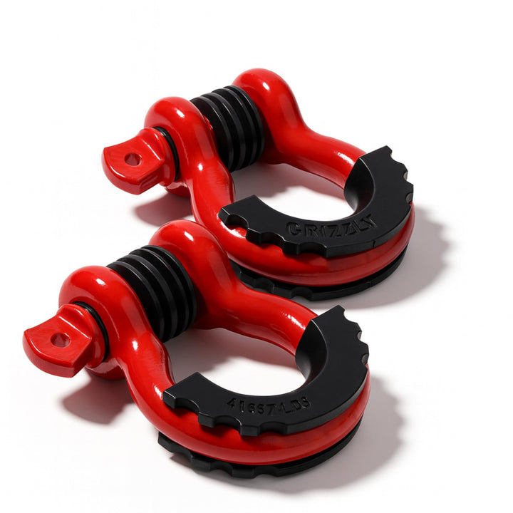 Performore D-ring front view showing red powder coat and rugged shape for visibility