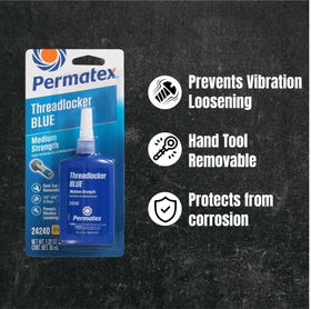 Permatex being applied to an automotive bolt to prevent loosening from vibration