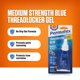 Permatex blue gel texture closeup demonstrating controlled non-drip application benefit