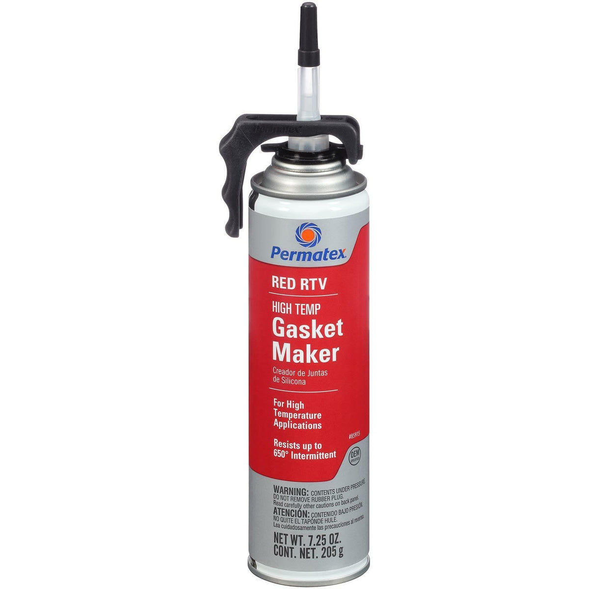 Permatex 85915 PowerBead can front view showing label and high-temp use benefit