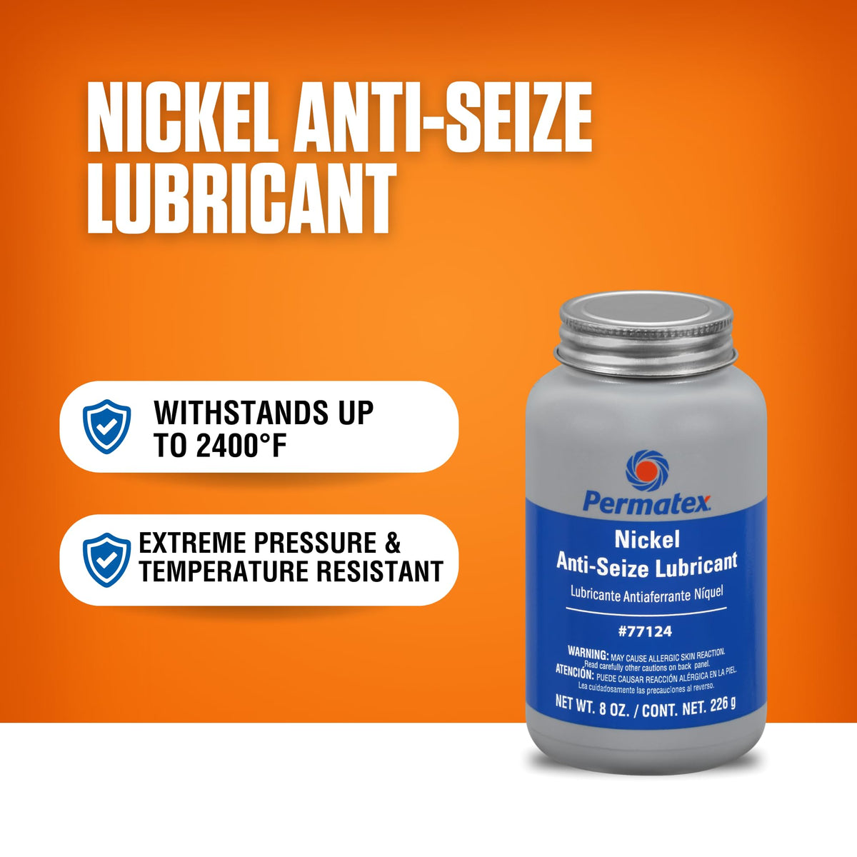 Permatex nickel anti-seize paste close-up displays texture and high-temp durability