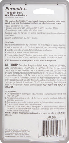 Permatex The Right Stuff tube applied to engine flange demonstrating instant seal