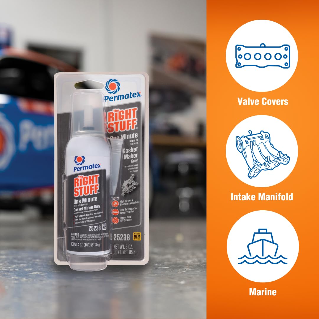 Permatex applied bead on valve cover showing how The Right Stuff creates a fast, leakproof seal