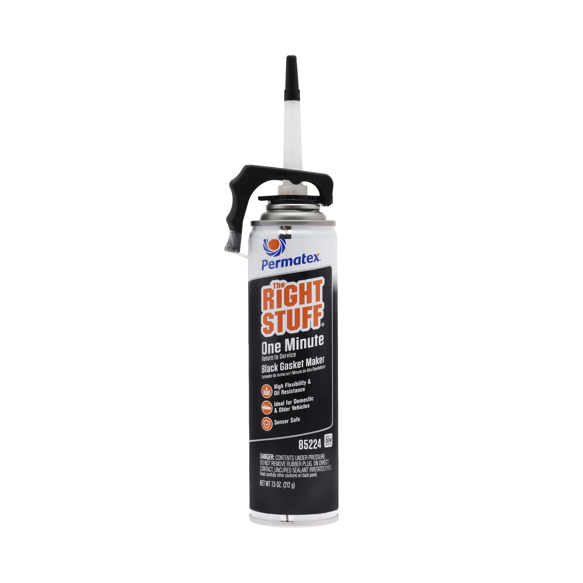 Permatex Right Stuff front can showing label and PowerBead design for quick identification and reliable sealing