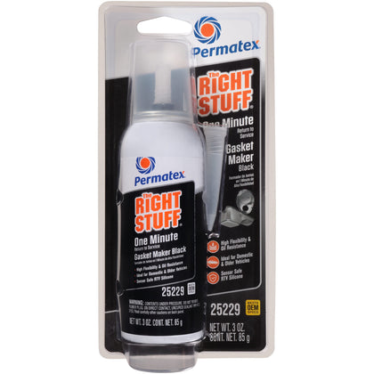 Permatex The Right Stuff front packaging showing 3 oz tube and label benefit