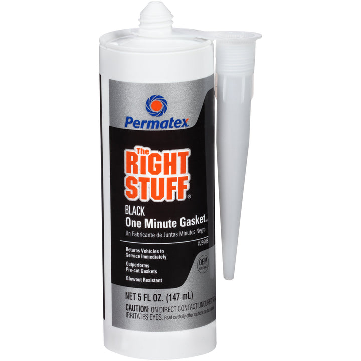 Permatex The Right Stuff front view showing cartridge and cap, quick application benefit