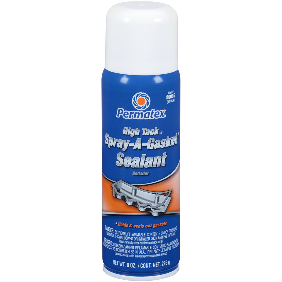 Permatex aerosol can front view showing label and easy-apply nozzle for secure gasket placement
