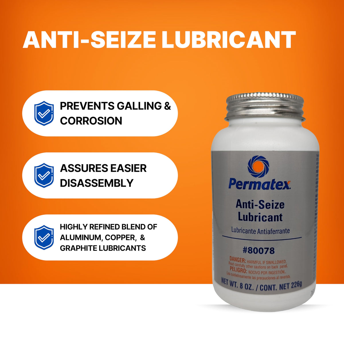 Permatex lubricant texture close-up revealing aluminum copper graphite blend for protection