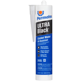 Permatex Ultra Black cartridge front view showing product and size benefit