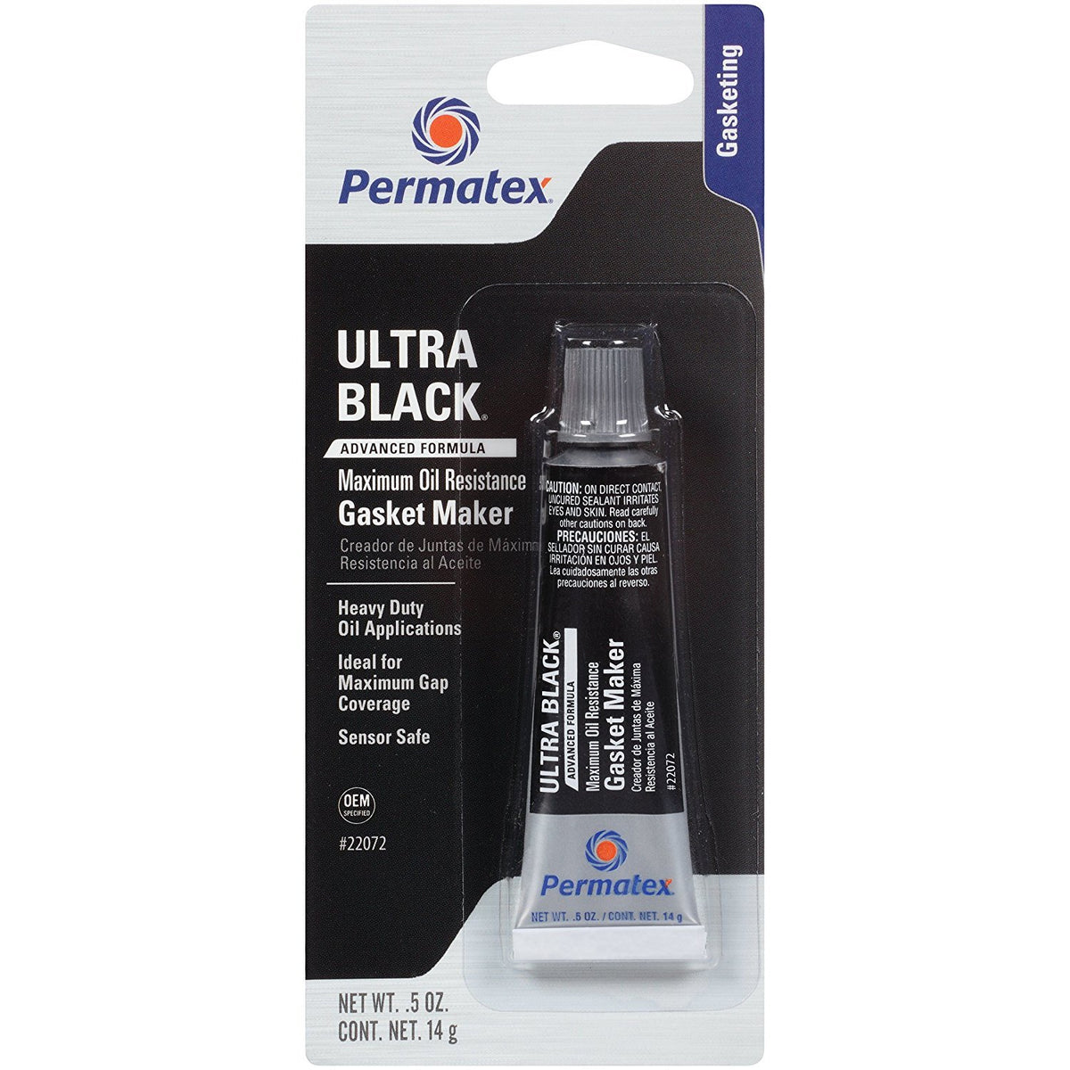 Permatex Ultra Black front packaging showing product and pack benefits