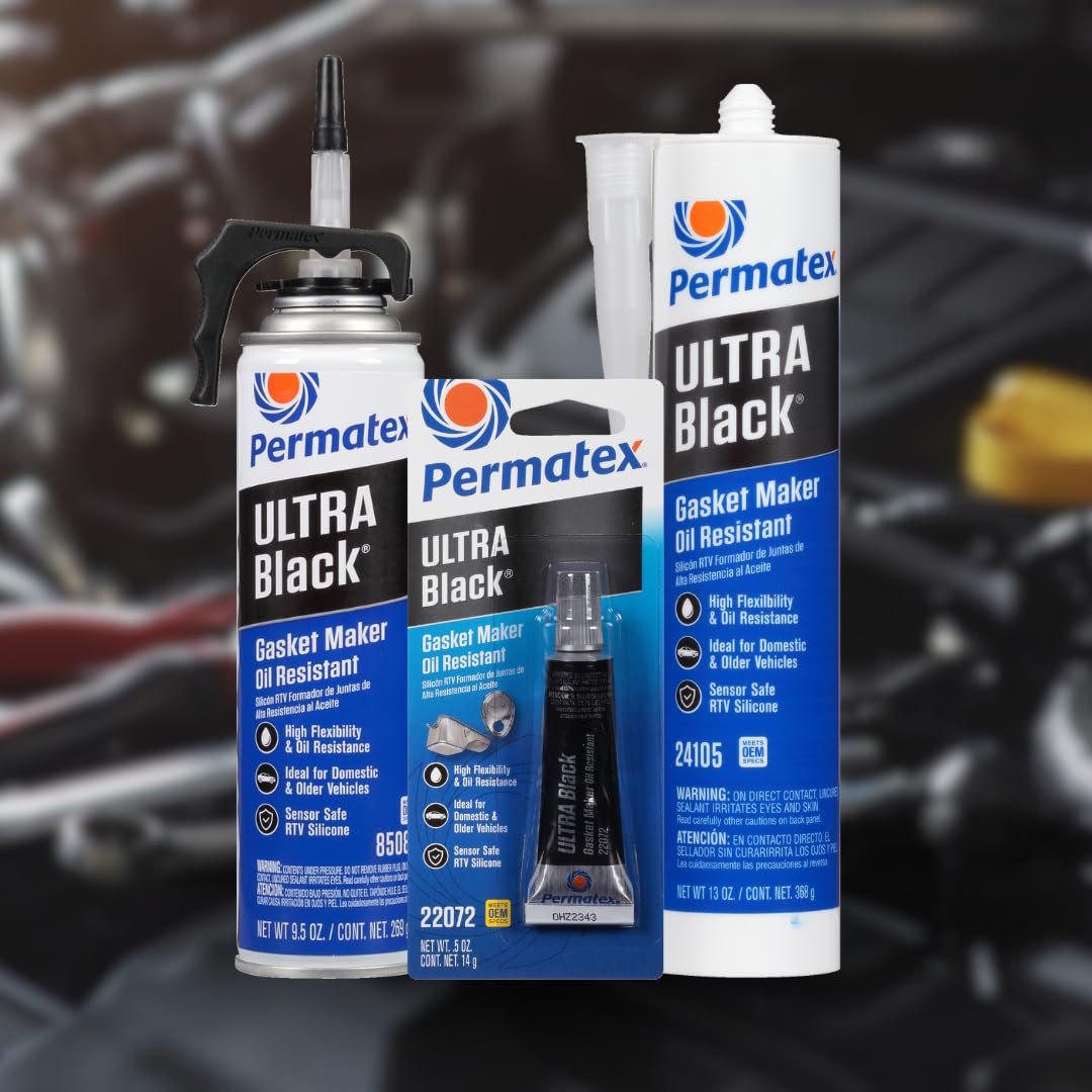Permatex Ultra Black label close-up showing temperature range and OEM specification