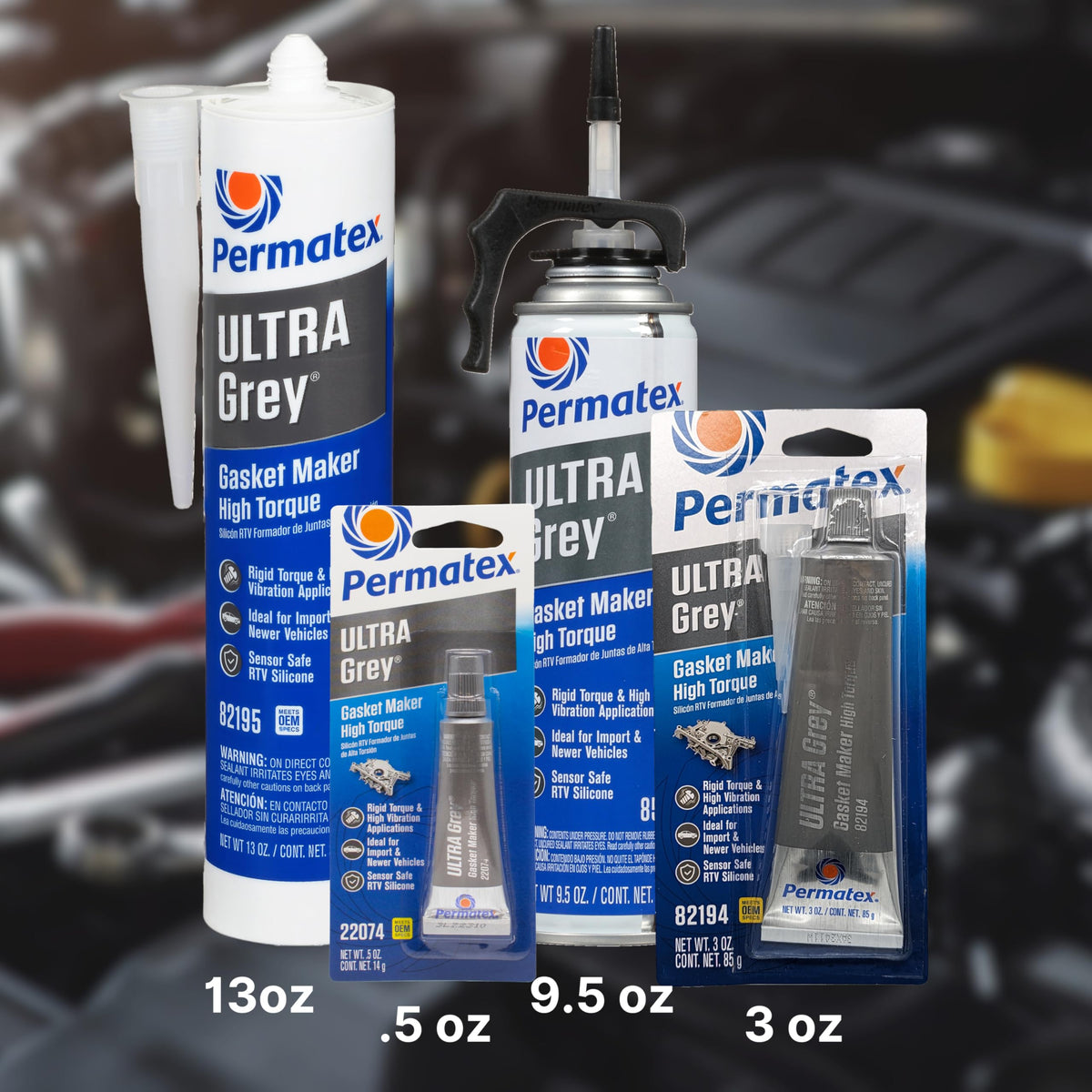 Permatex Ultra Grey cured gasket closeup showing rigid seal and resistance to oil