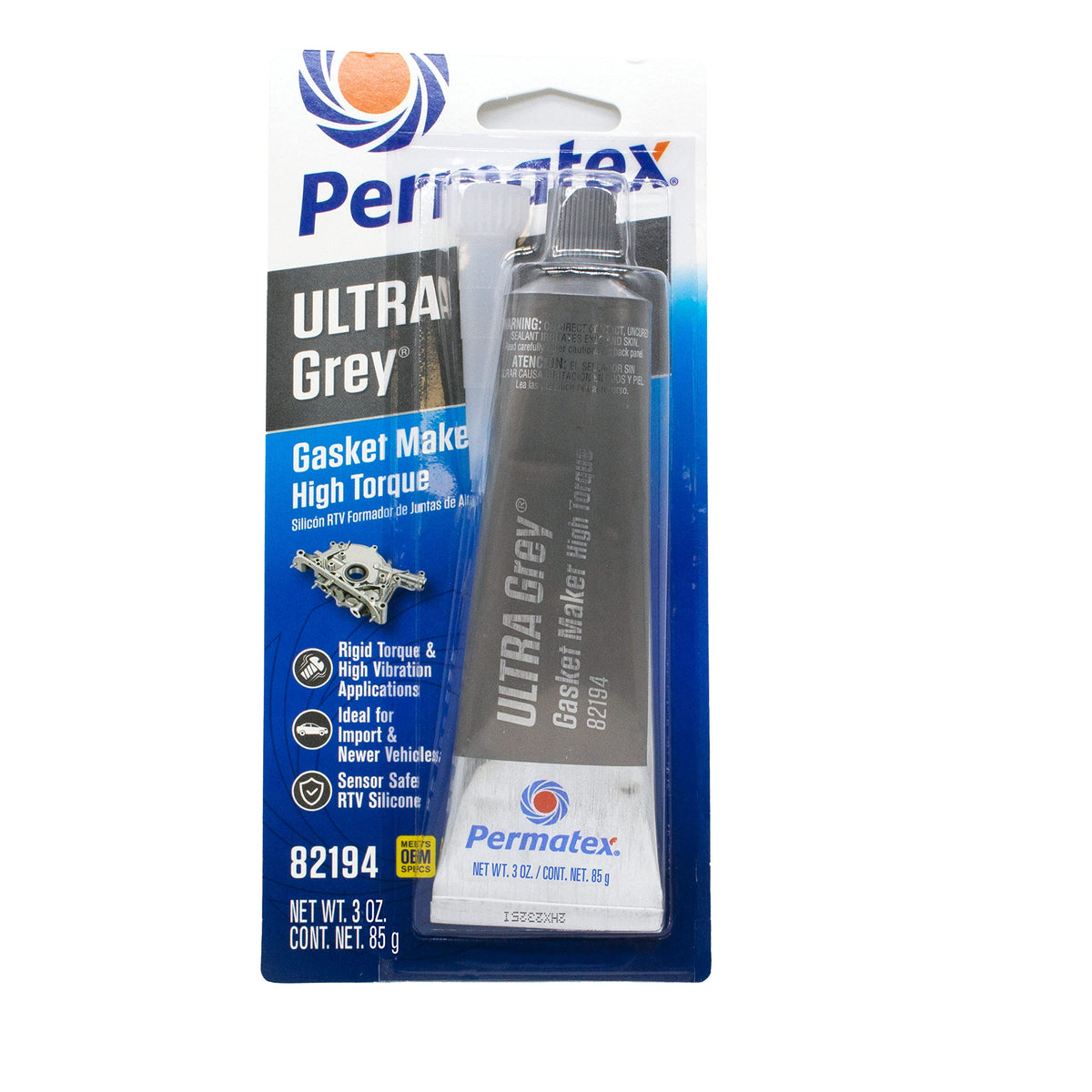 Permatex ultra grey front packaging showing 12-pack and product benefits