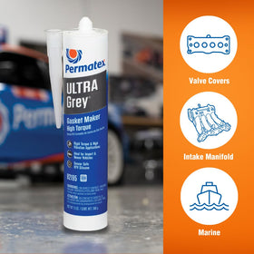 Permatex label closeup showing temperature and fluid‑resistance specs benefit