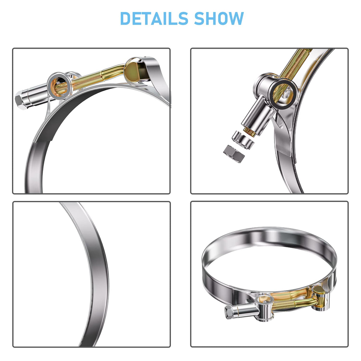PEROMI clamps under water spray demonstrating corrosion-resistant finish
