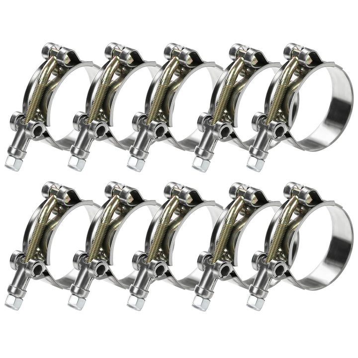 PEROMI front view of 10-pack T-bolt clamps showing contents and size benefits
