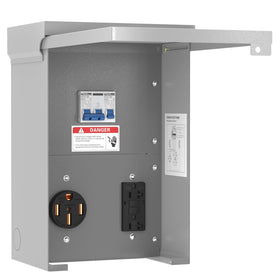 Perpending front panel view showing receptacle and neat layout for easy access