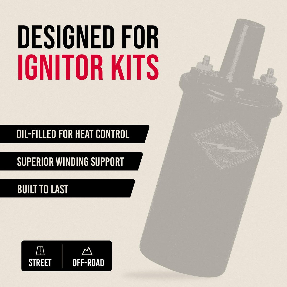 PerTronix coil installed in an engine bay showing correct vertical placement and improved ignition performance