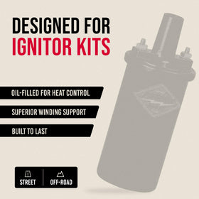 PerTronix coil installed in an engine bay showing correct vertical placement and improved ignition performance