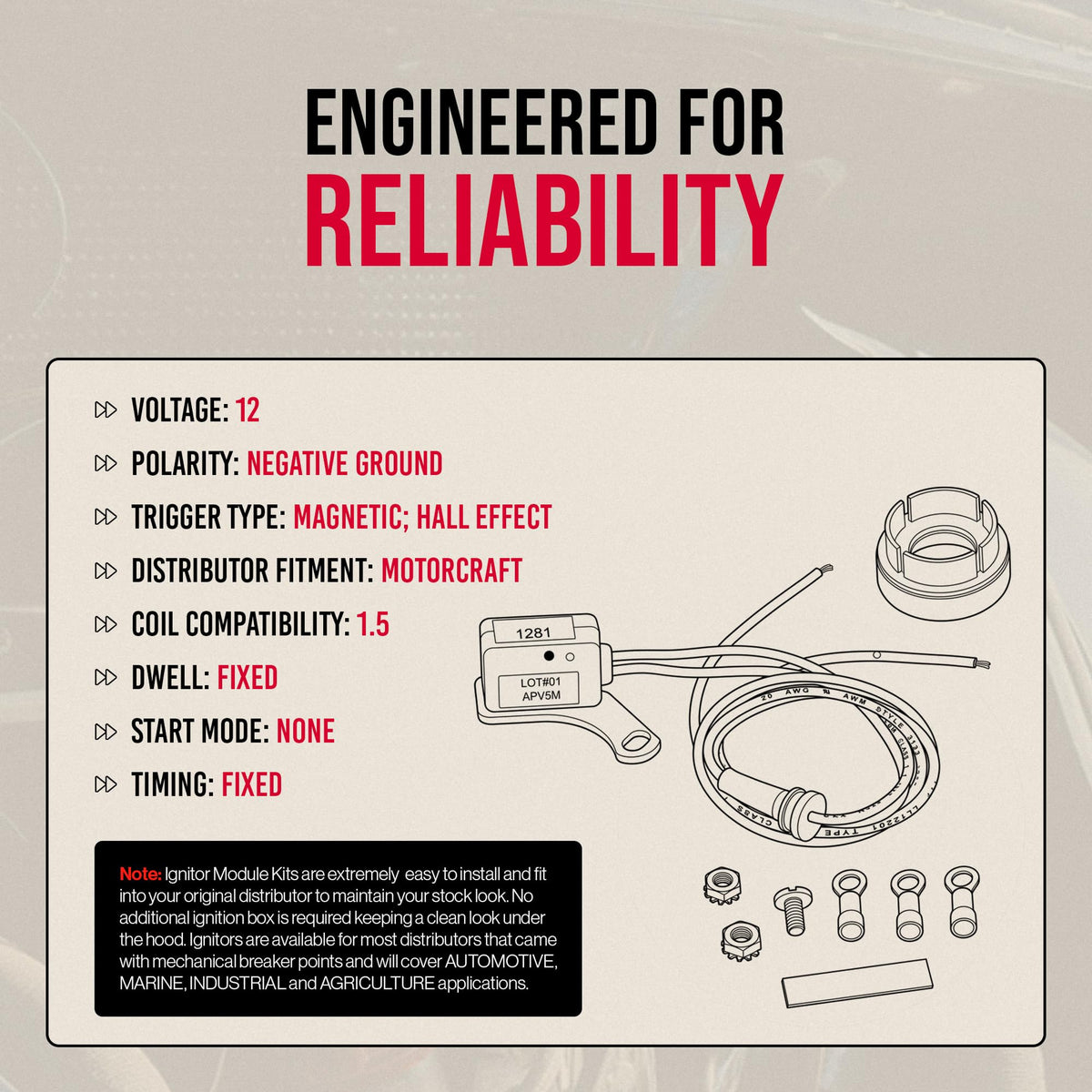 Pertronix product label and part number confirming correct model identification
