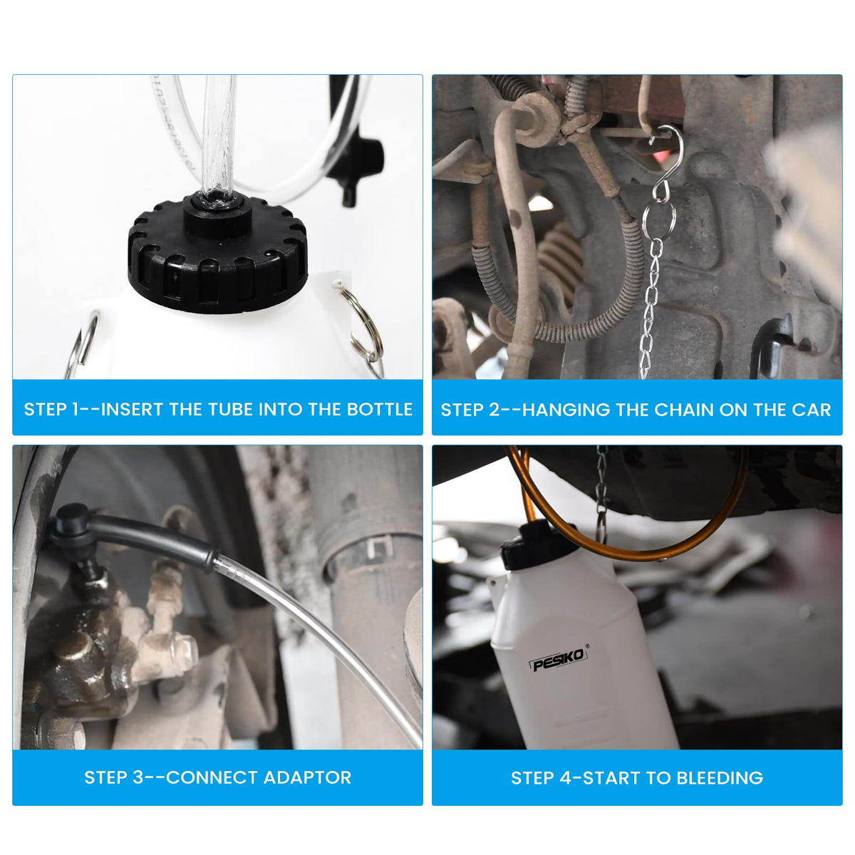 PESIKO chain and hooks detail for stable mounting and hands-free operation