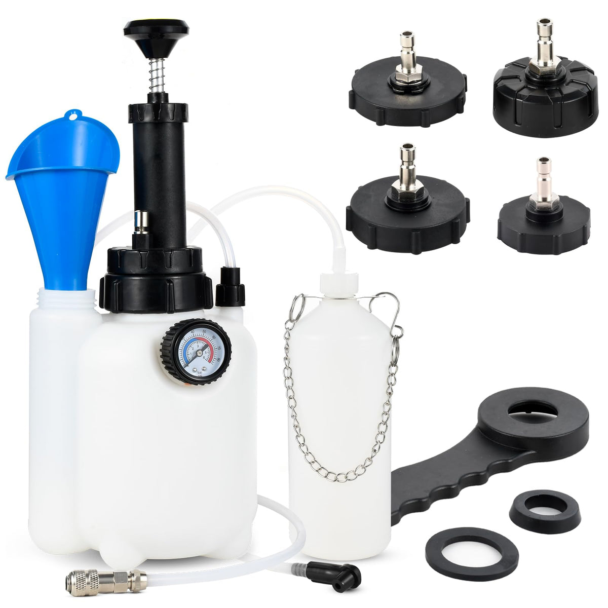 PESIKO complete kit front view showing pump tank and accessories for faster brake jobs