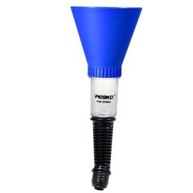 PESIKO funnel front view showing secure threaded fit and tidy pour benefit