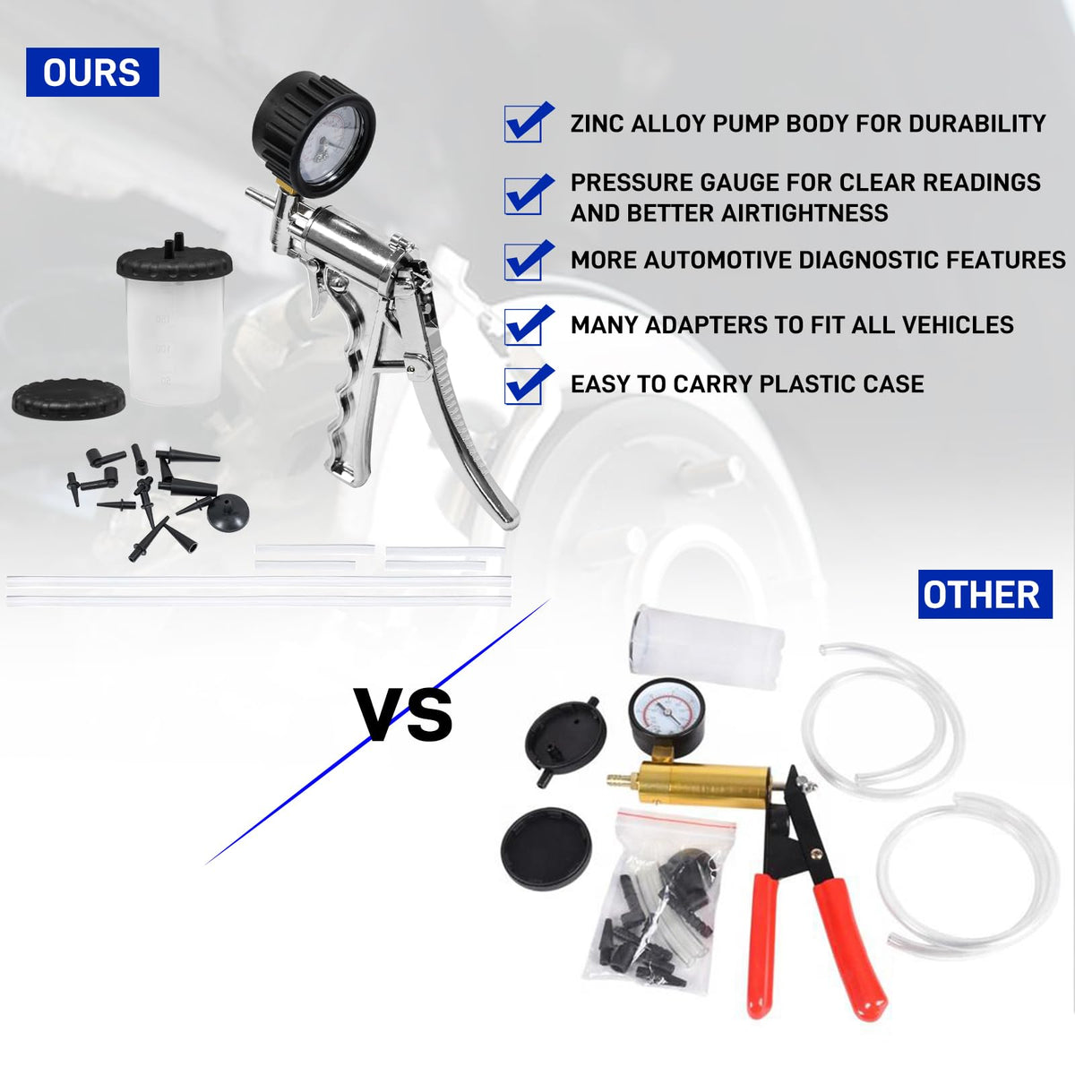 PESIKO assortment of hoses and tapered adapters laid out for versatile fittings