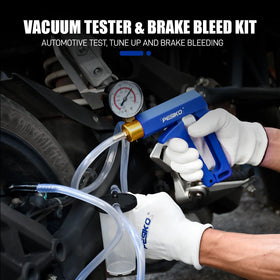 PESIKO in use bleeding brake on vehicle demonstrating efficient fluid extraction