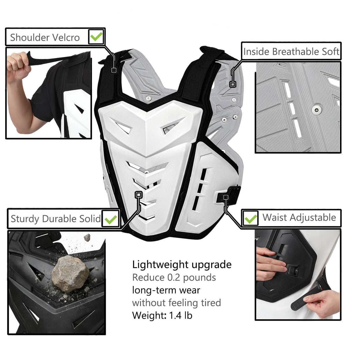 PETA vest inner cotton lining closeup for soft impact cushioning