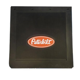 PETERBILT front view of paired 24x24 mud flaps showing full coverage and fit