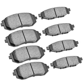 PEYU packaged front and rear brake pad set showing complete 8-piece kit for fit confirmation