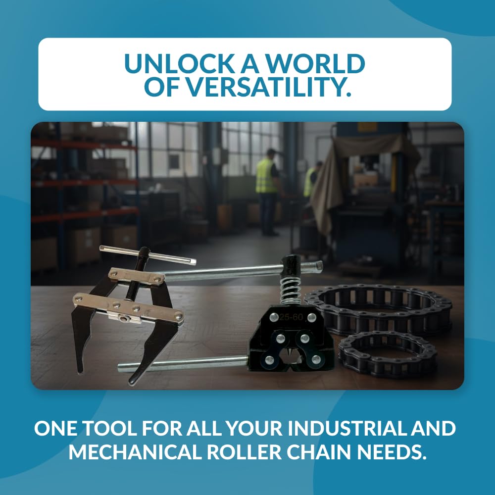 PGN Bearings chain breaker beside ruler showing compact size and portability advantage
