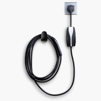 PHEOKER front-mounted kit showing neat organized Tesla charger — saves floor space