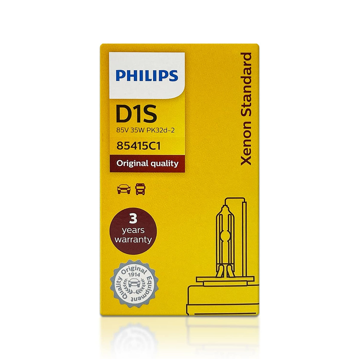 PHILIPS D1S close up of glass capsule and base highlighting quality construction