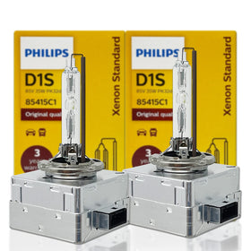 PHILIPS D1S front packaging showing 2‑pack with warranty label and authenticity code