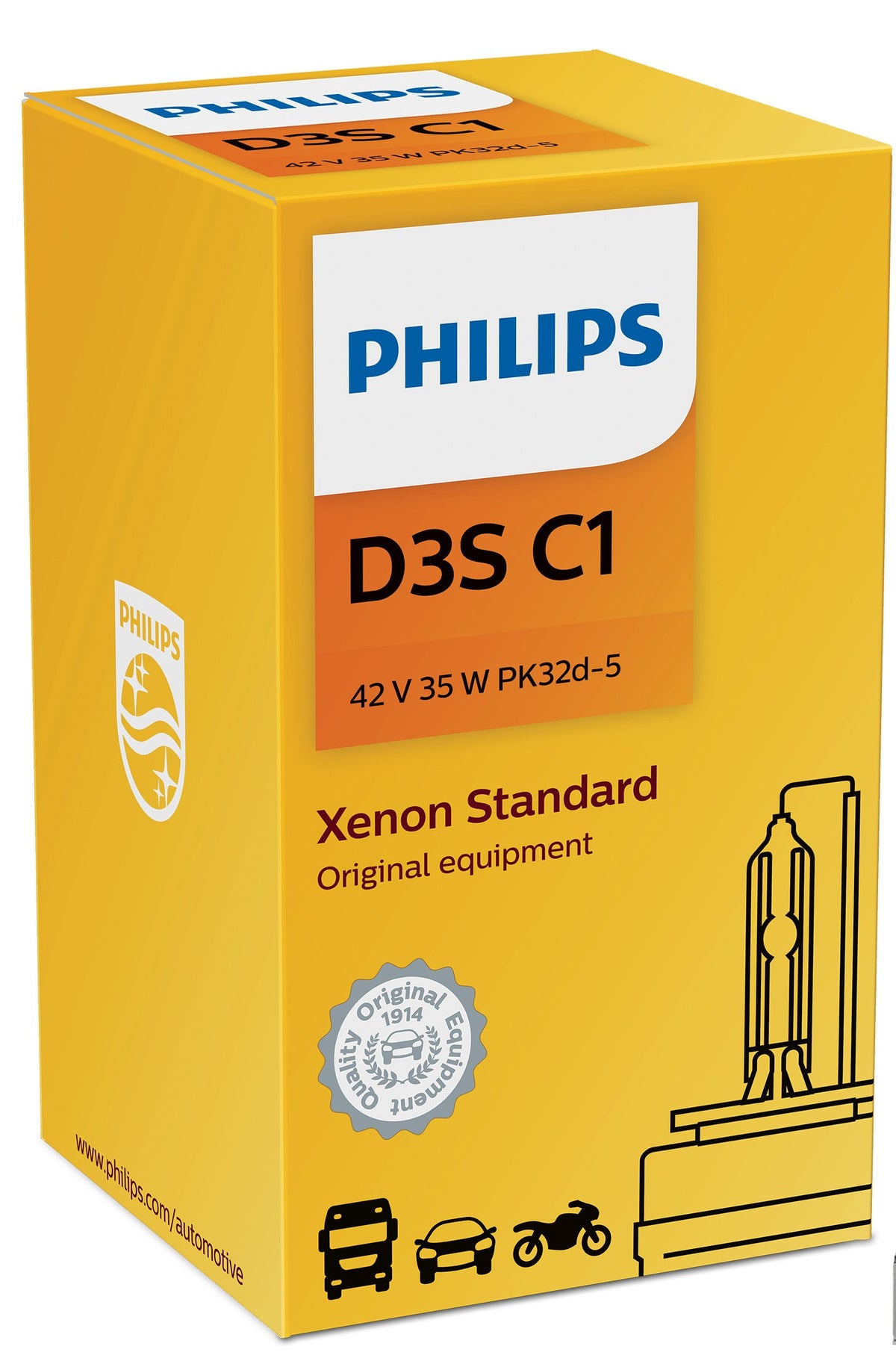 PHILIPS D3S installed in headlight beam demonstrating brighter road visibility and contrast