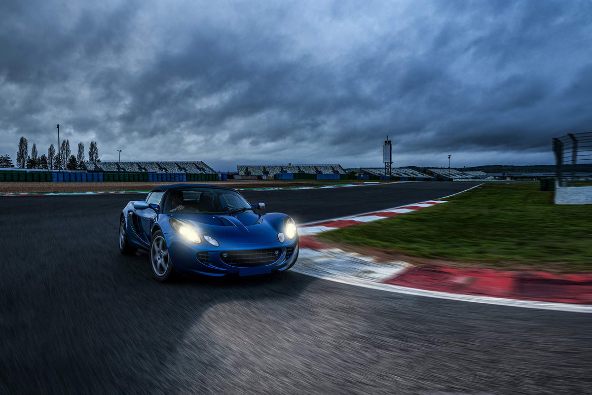 PHILIPS RacingVision GT200 installed in headlamp housing demonstrating plug-and-play fit