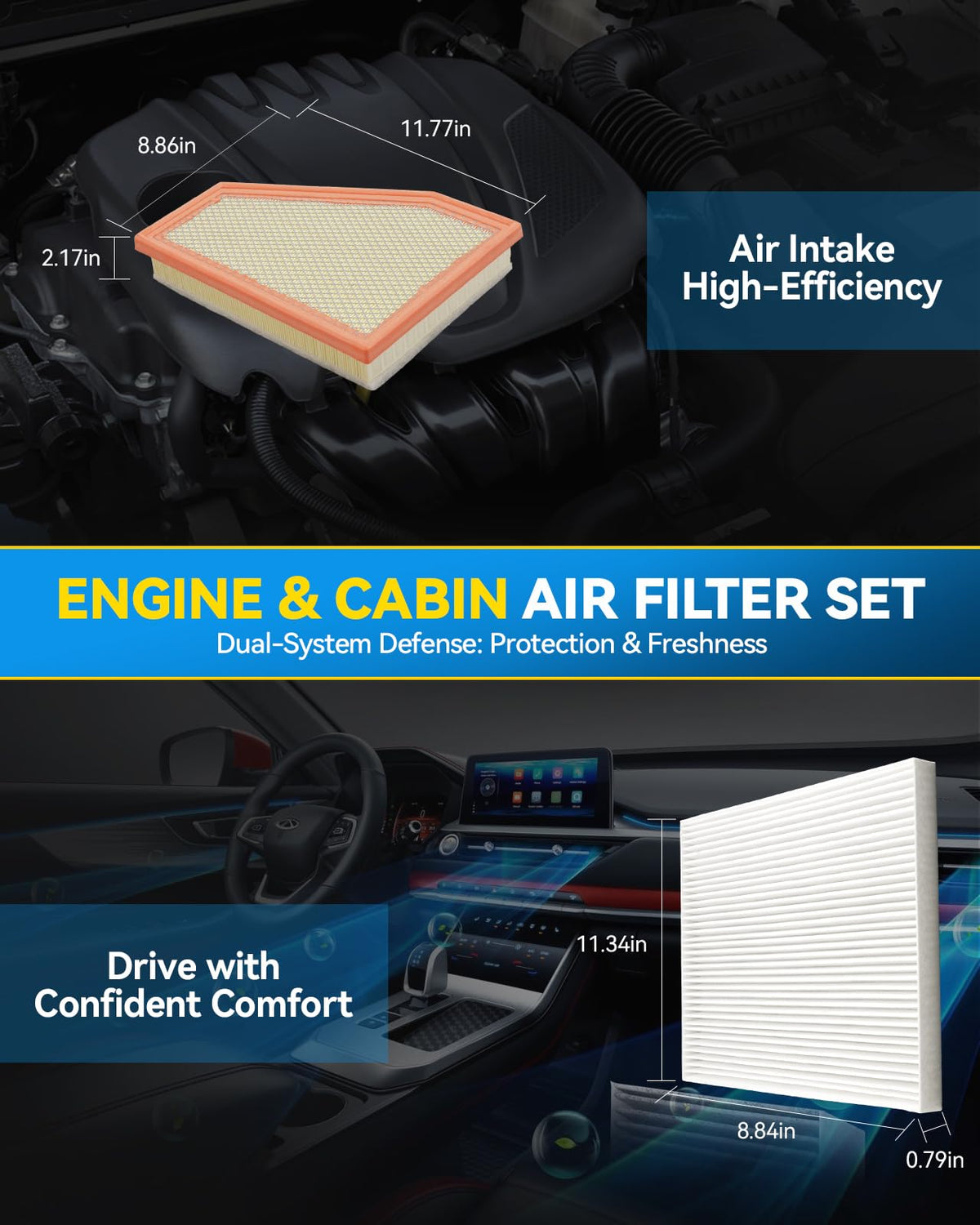 PHILTOP cabin filter seal close-up showing precise fit and odor reduction