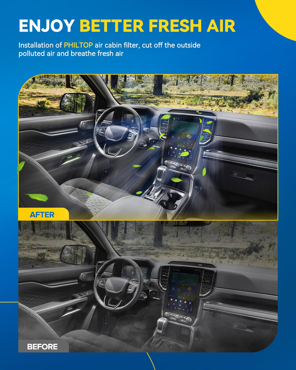 PHILTOP CF12527 in van interior highlighting fresher air for passengers