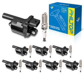 PHILTOP front packaging showing the complete 8-coil and 8-plug kit benefit of ready-to-install parts