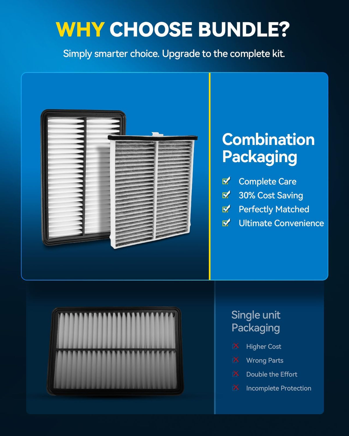 PHILTOP engine air filter close-up showing pleats and contaminant protection